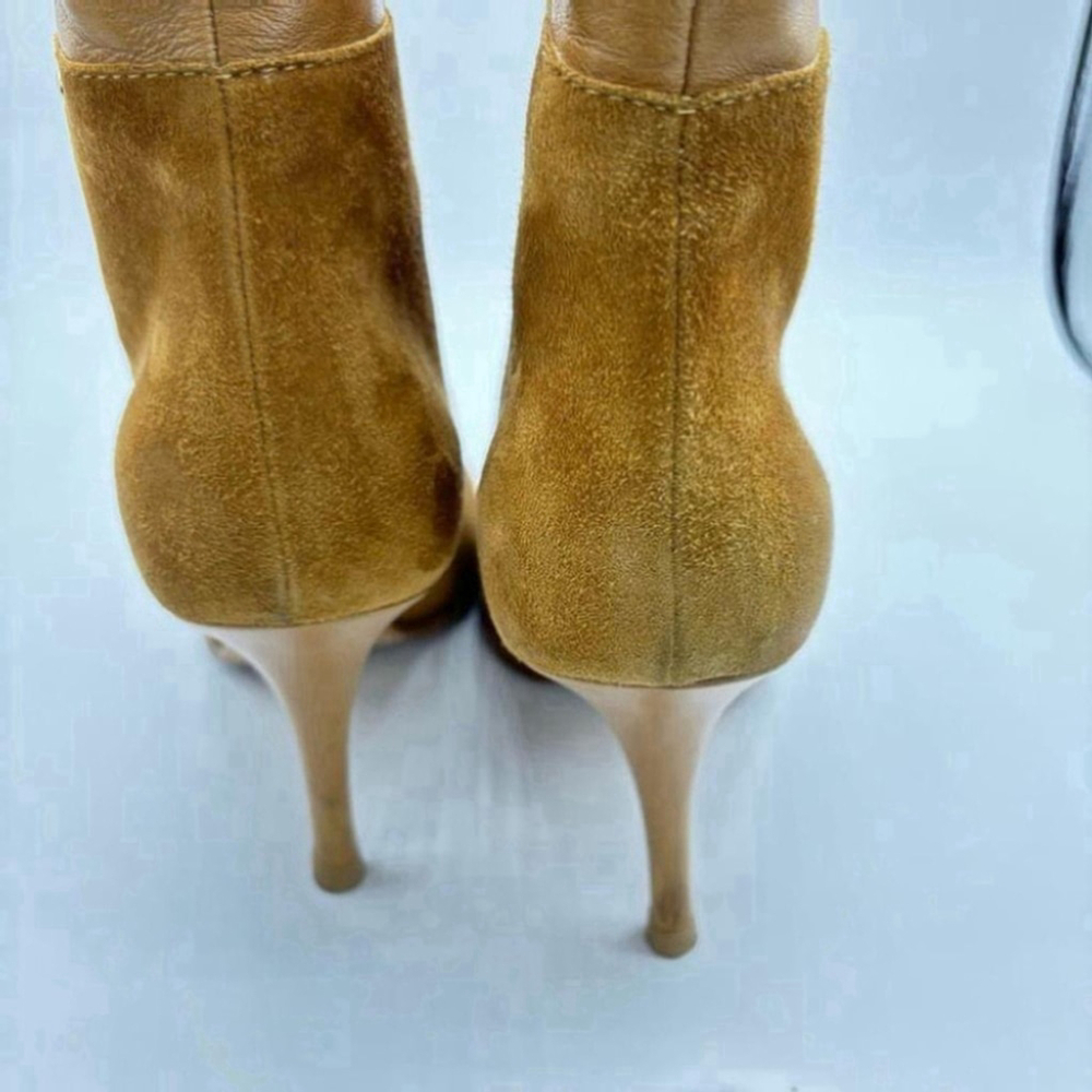 Christian Dior Suede ankle Boots Cd Logo Brown Stiletto Heel Bootie EU 37.5 - Picture 9 of 16